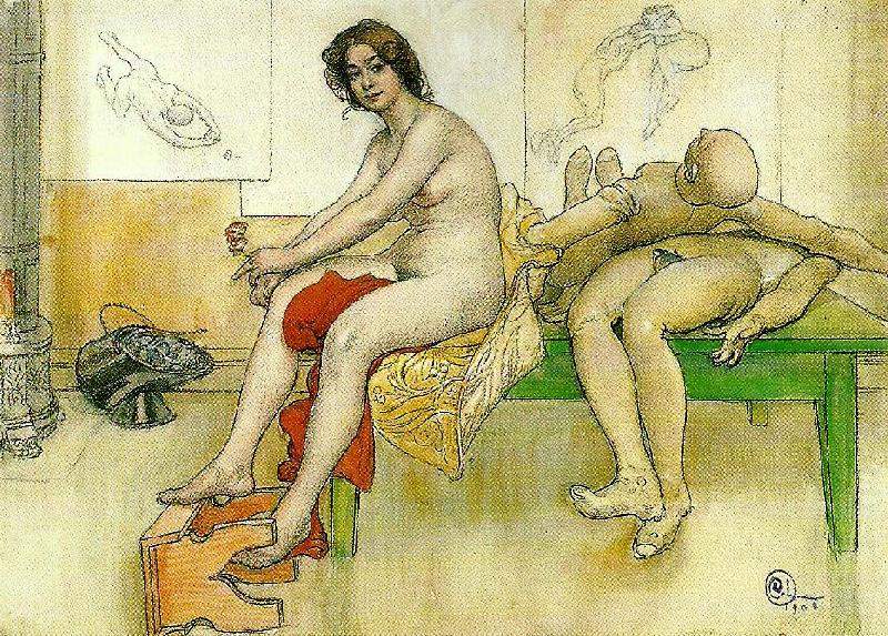 pa modellbordet, Carl Larsson